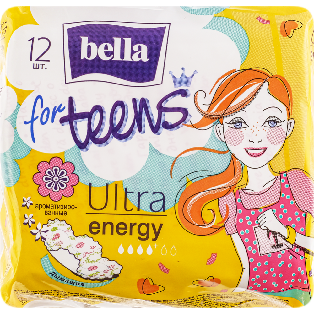 Про­клад­ки жен­ские ги­ги­е­ни­че­ские «Bella for teens» Ultra energy, су­пер­тон­кие, 12 шт