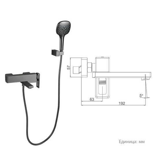 Смеситель для ванны Gappo G3217-9 Оружейная сталь