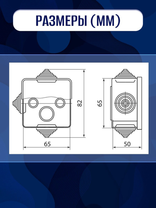 Распаячная коробка ОП 65х65х50мм, крышка, сосна, IP54, 4вх.  TDM SQ1401-0711(10)