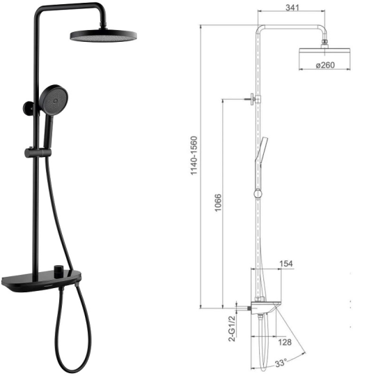 Душевая система Gappo G2495-86 Черный