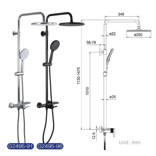 Душевая система Gappo G2495-96 Черный