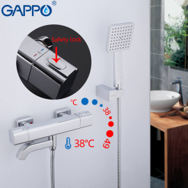 Смеситель для ванны с термостатом Gappo G3291 Хром + Чистящее средство для смесителей Gappo GGG 550мл В ПОДАРОК 🎁