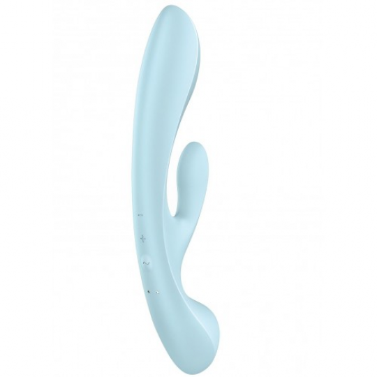 Двусторонний вибратор с клиторальным стимулятором Satisfyer Triple Oh Blue