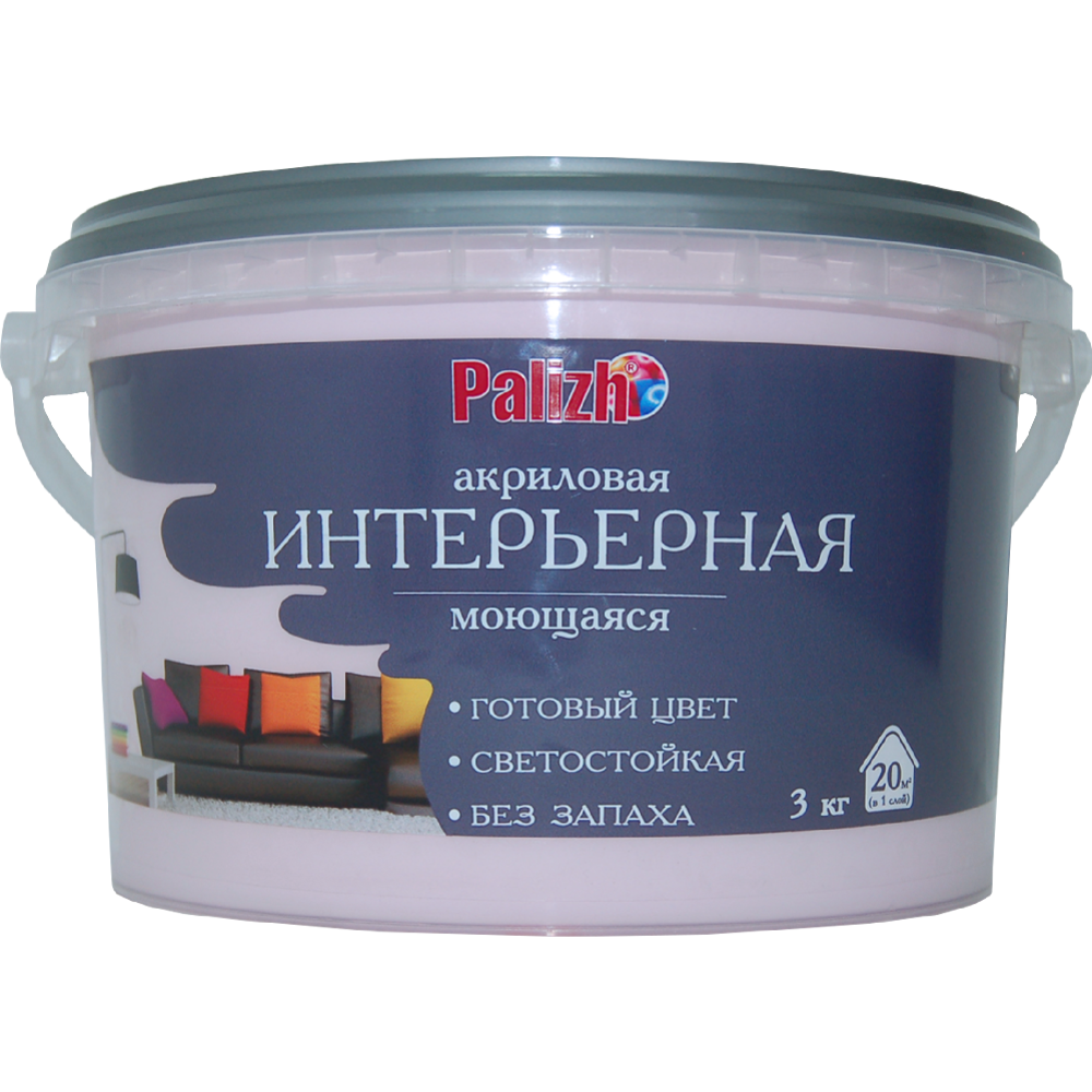 Краска «Palizh» акриловая интерьерная, моющаяся, розмарин, 3.7 кг