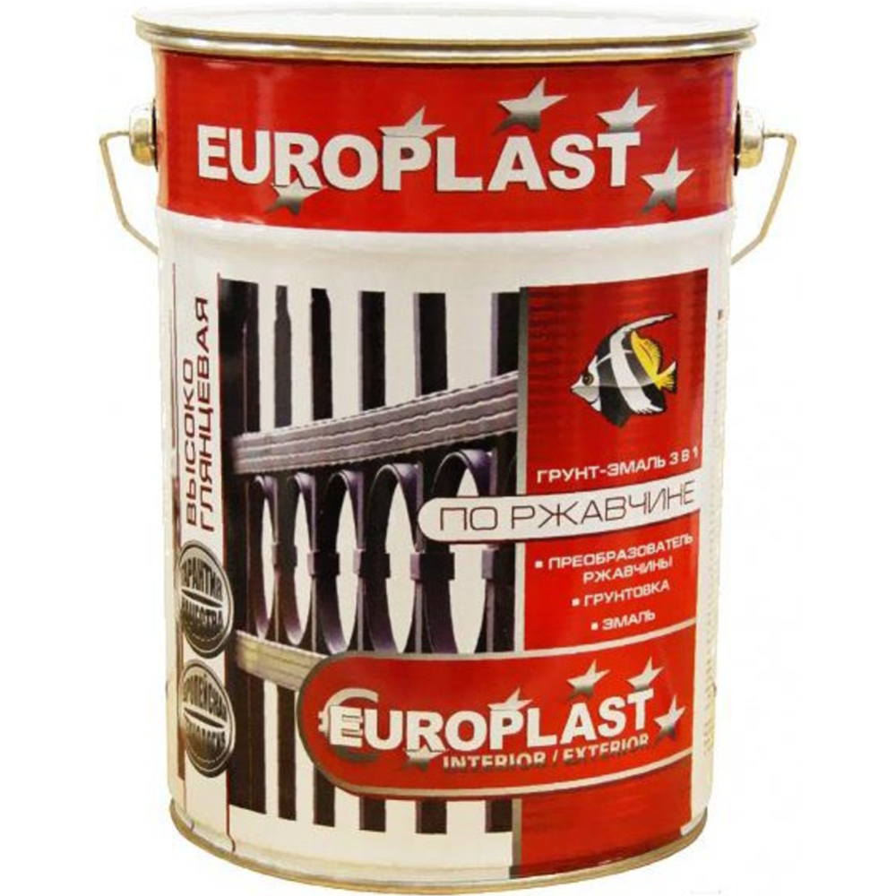 Грунт-эмаль «Euroclass» по ржавчине, черный, 6 кг