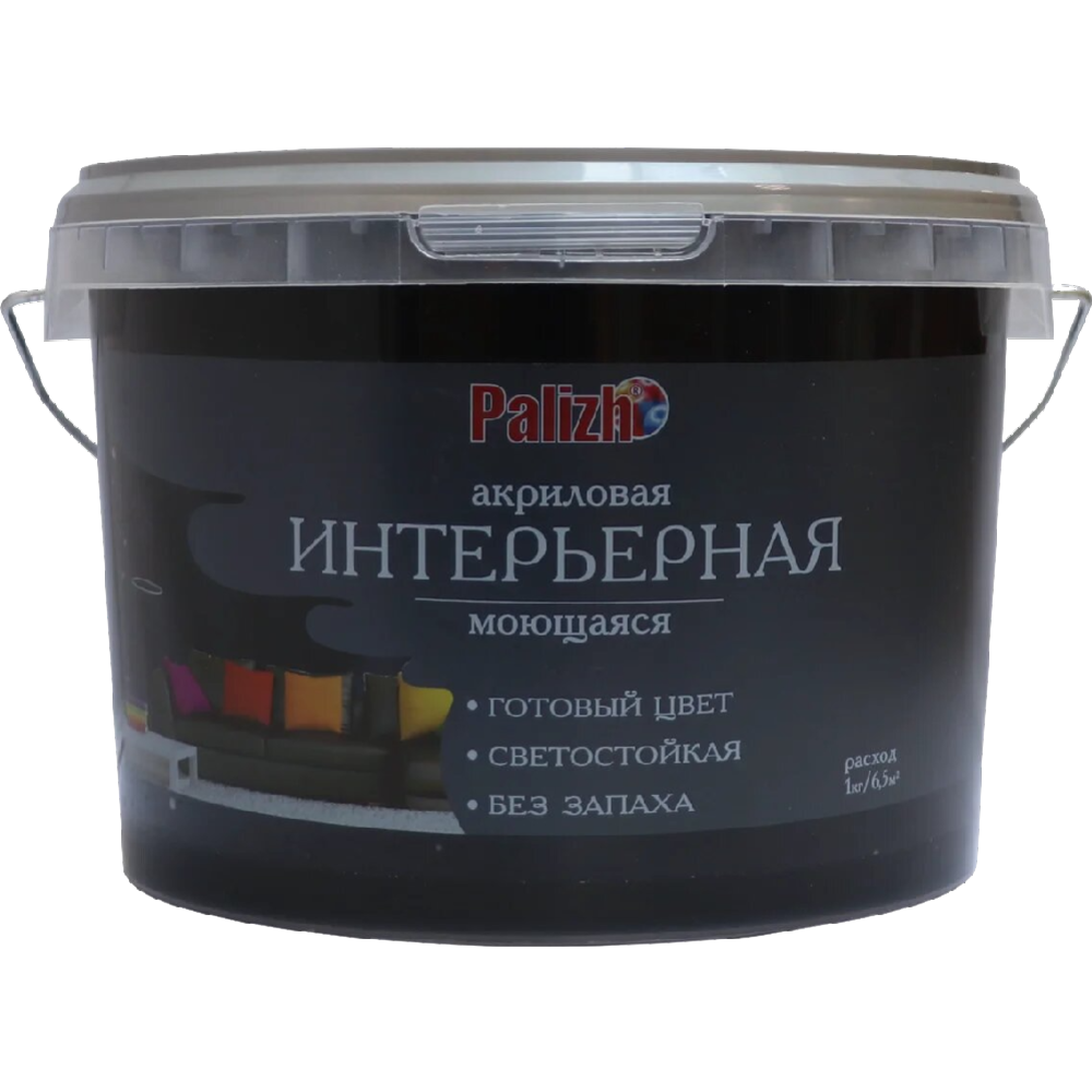 Краска «Palizh» акриловая интерьерная, моющаяся, черный трюфель, 3.3 кг
