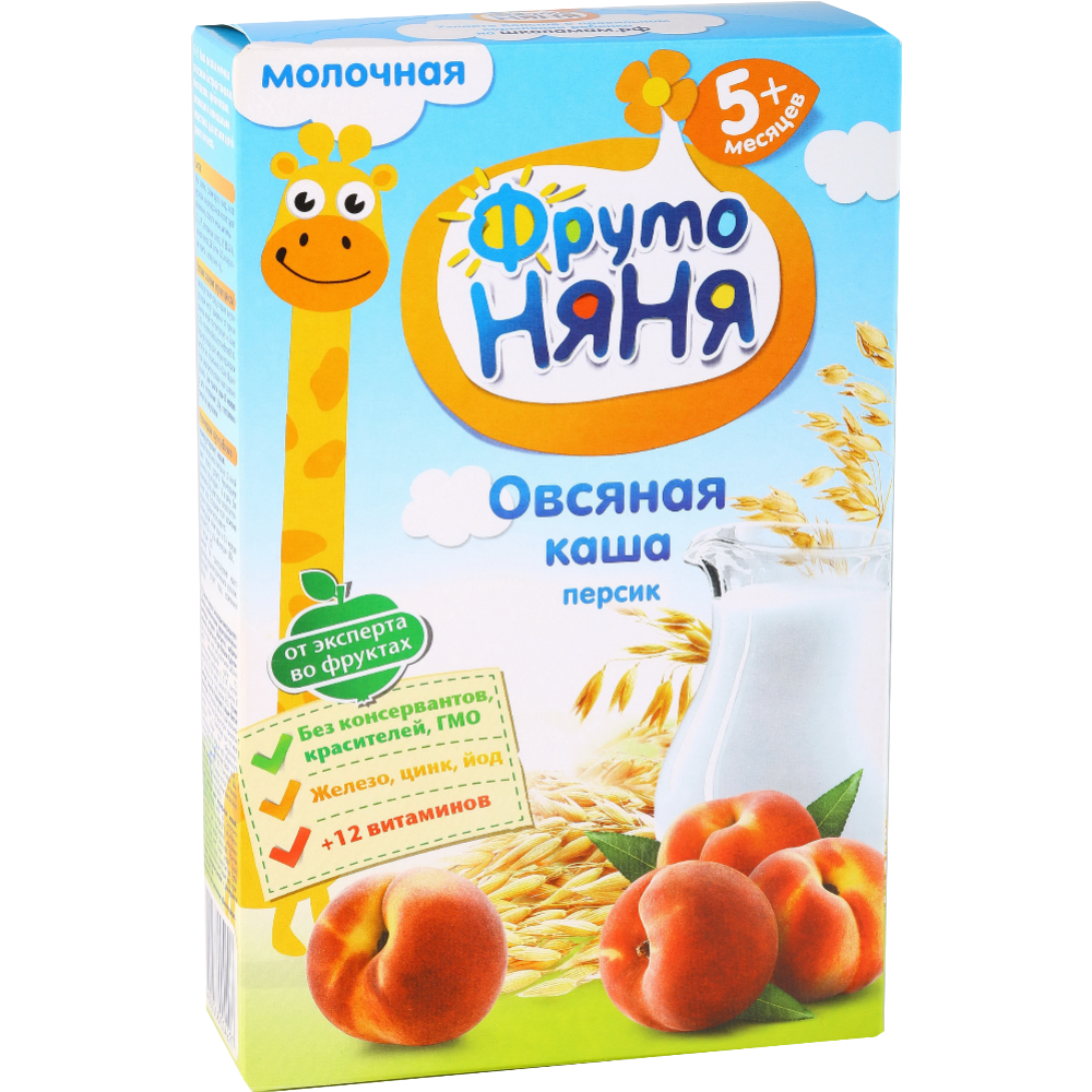 Каша сухая молочная «Фруто Няня» овсяная с персиком, 200 г #0