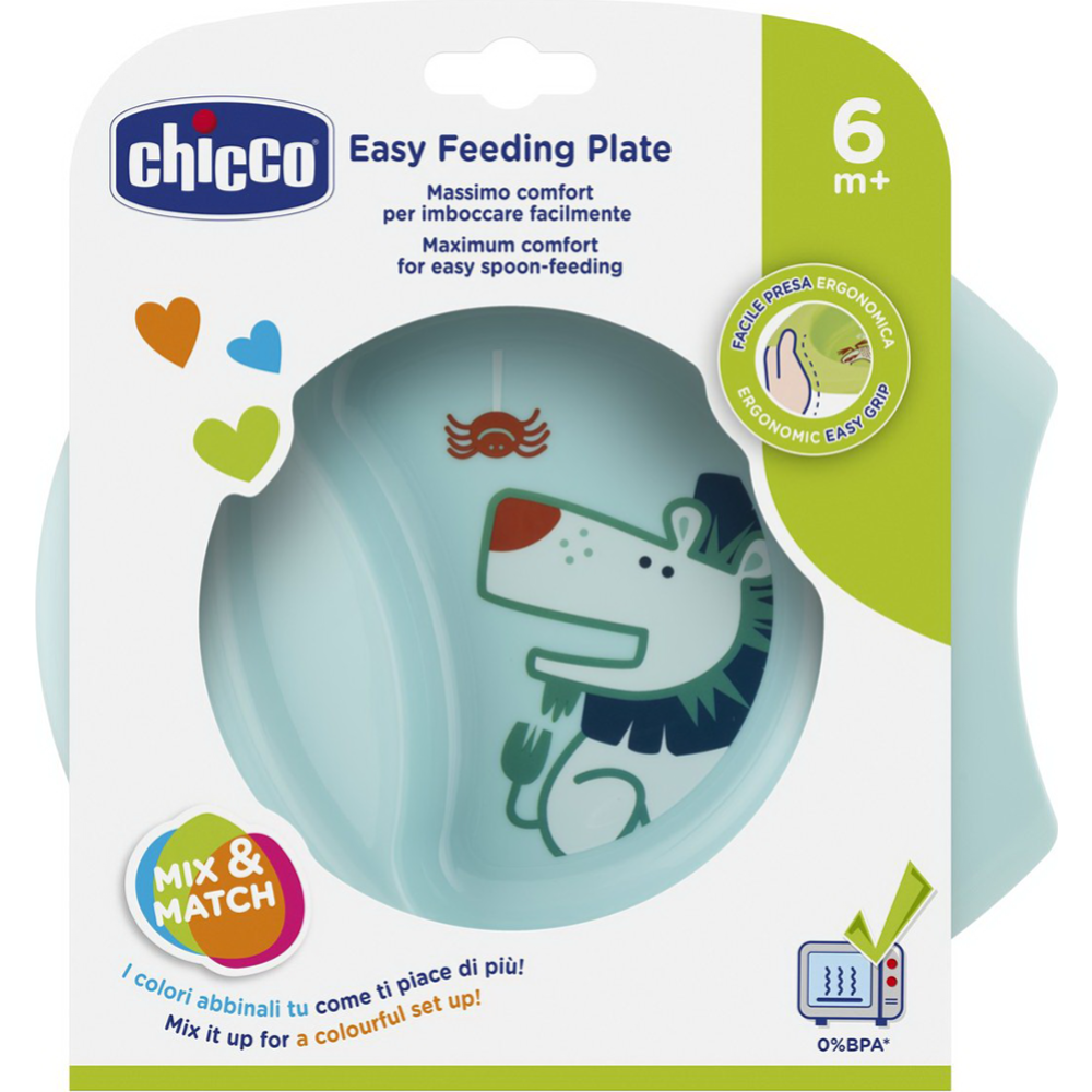 Тарелка «Chicco» Easy Feeding с разделителями, 16001200000, голубая