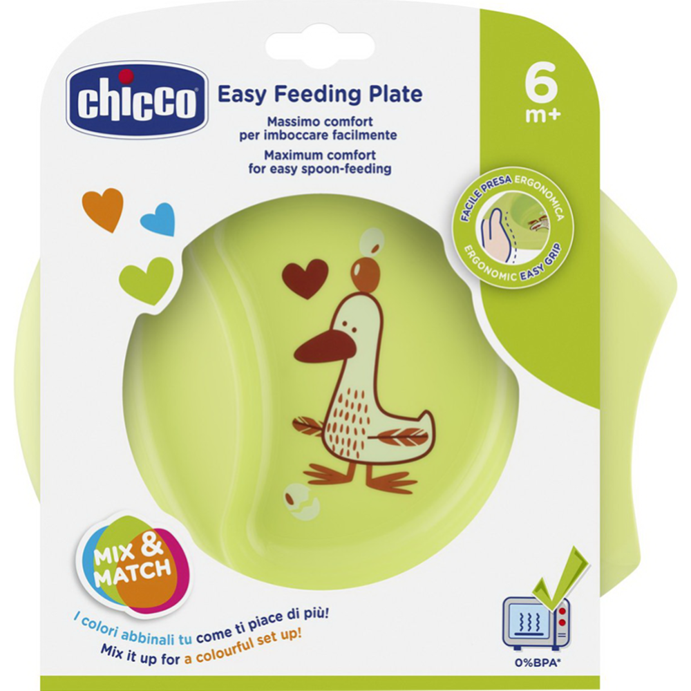 Тарелка «Chicco» Easy Feeding с разделителями, 16001400000, зеленая
