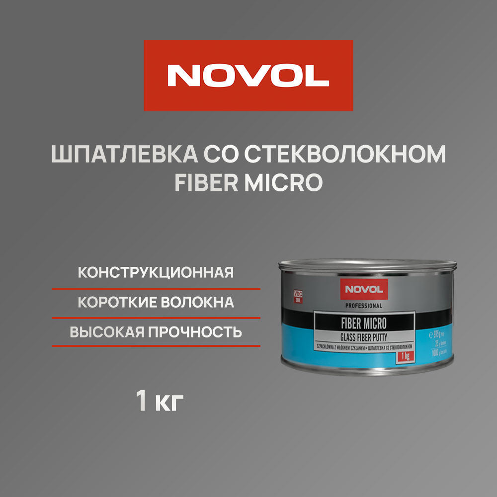 Шпатлевка с добавлением микростекловолокна NOVOL FIBER MICRO - 1 кг