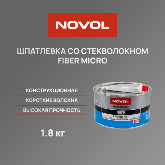 Шпатлевка с добавлением микростекловолокна NOVOL FIBER MICRO - 1.8 кг