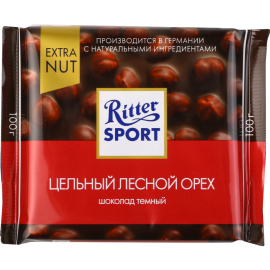 Шоколад «Ritter Sport» темный, с цельным лесным орехом, 100 г