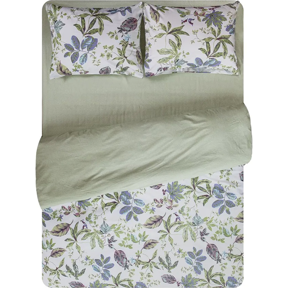 Комплект постельного белья «Amore Mio» Сатин Eco Евро, 53598, белый/голубой/зеленый