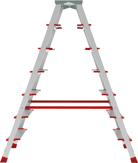 Стремянка ПРОФИ, 3 года гарантии, 2x7 широких ступеней 130 мм, площадка 260 мм, NV3127, Новая высота