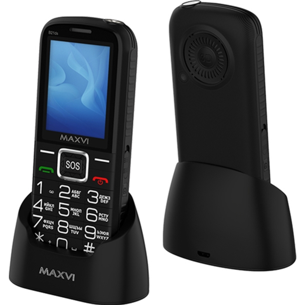 Мобильный телефон «Maxvi» B 21ds + ЗУ WC-111, Black