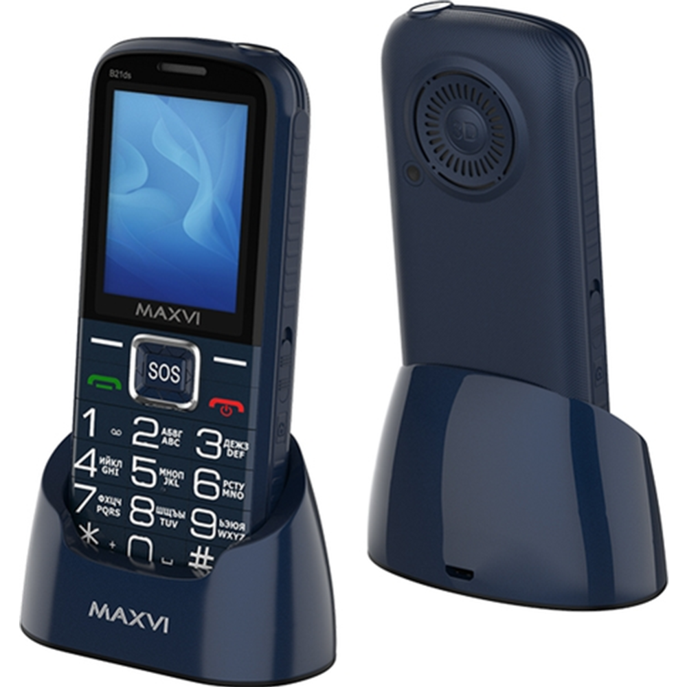 Мобильный телефон «Maxvi» B 21ds + ЗУ WC-111, Blue