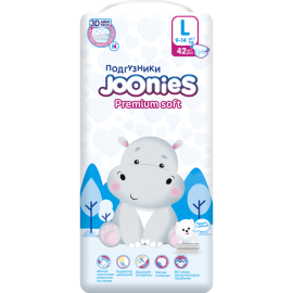 Подгузники детские «Joonies» Premium Soft, размер L, 9-14 кг, 42 шт
