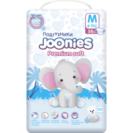 Подгузники детские «Joonies» Premium Soft, размер M, 6-11 кг, 58 шт