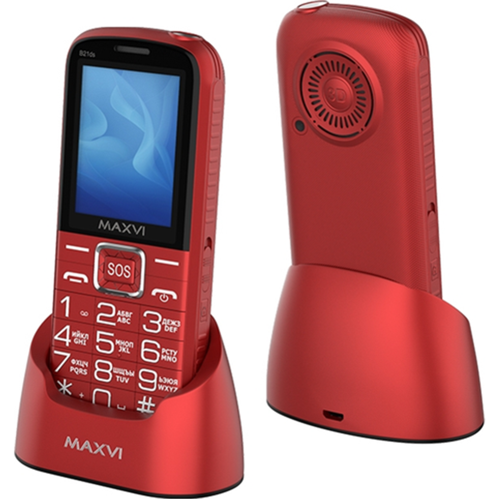 Мобильный телефон «Maxvi» B 21ds + ЗУ WC-111, Red