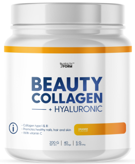 Коллаген Health Form COLLAGEN BEAUTY + HYALURONIC 200 г Апельсин