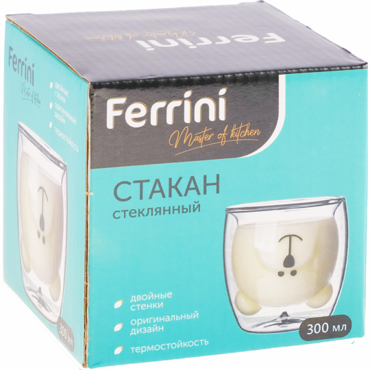 Стакан стеклянный «Ferrini» Мишка, 300 мл