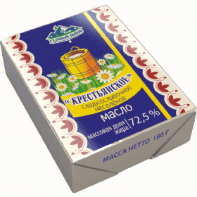 Масло сли­воч­ное «У­дач­ный выбор» Кре­стьян­ское, несо­ле­ное, 72.5%, 180 г