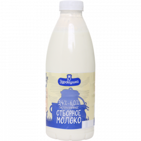 Молоко «Здра­вуш­ка» От­бор­ное, па­сте­ри­зо­ван­ное, 3.4%-6%