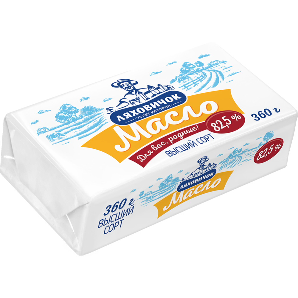 Масло сладкосливочное «Ляховичок» несоленое, 82.5%, 360 г #0