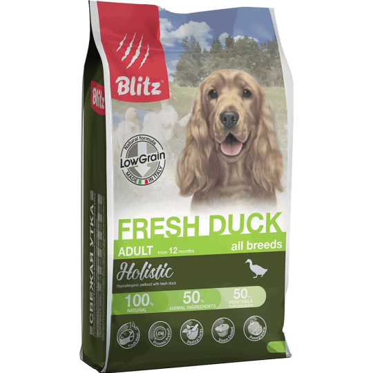 Корм для собак «Blitz» Adult Fresh Duck, 4300, низкозерновой, свежая утка, 0.5 кг