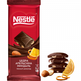 Шо­ко­лад темный «Nestle» с цедрой апель­си­на и мин­да­лем, 82 г