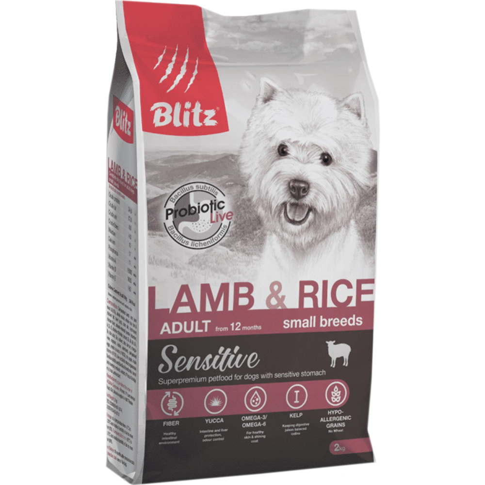 Корм для собак «Blitz» Adult Small Breeds Lamb&Rice, 4206, для мелких пород, ягненок с рисом, 2 кг