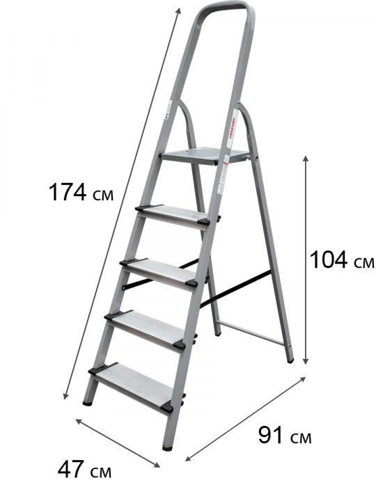 Стремянка Новая высота, комбинированная, 5 широких ступеней 130 мм, NV1137