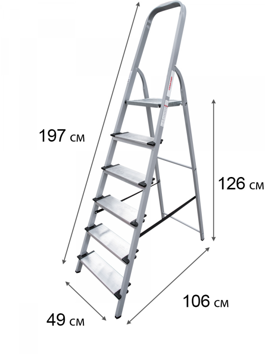 Стремянка Новая высота, комбинированная, 6 широких ступеней 130 мм, NV1137
