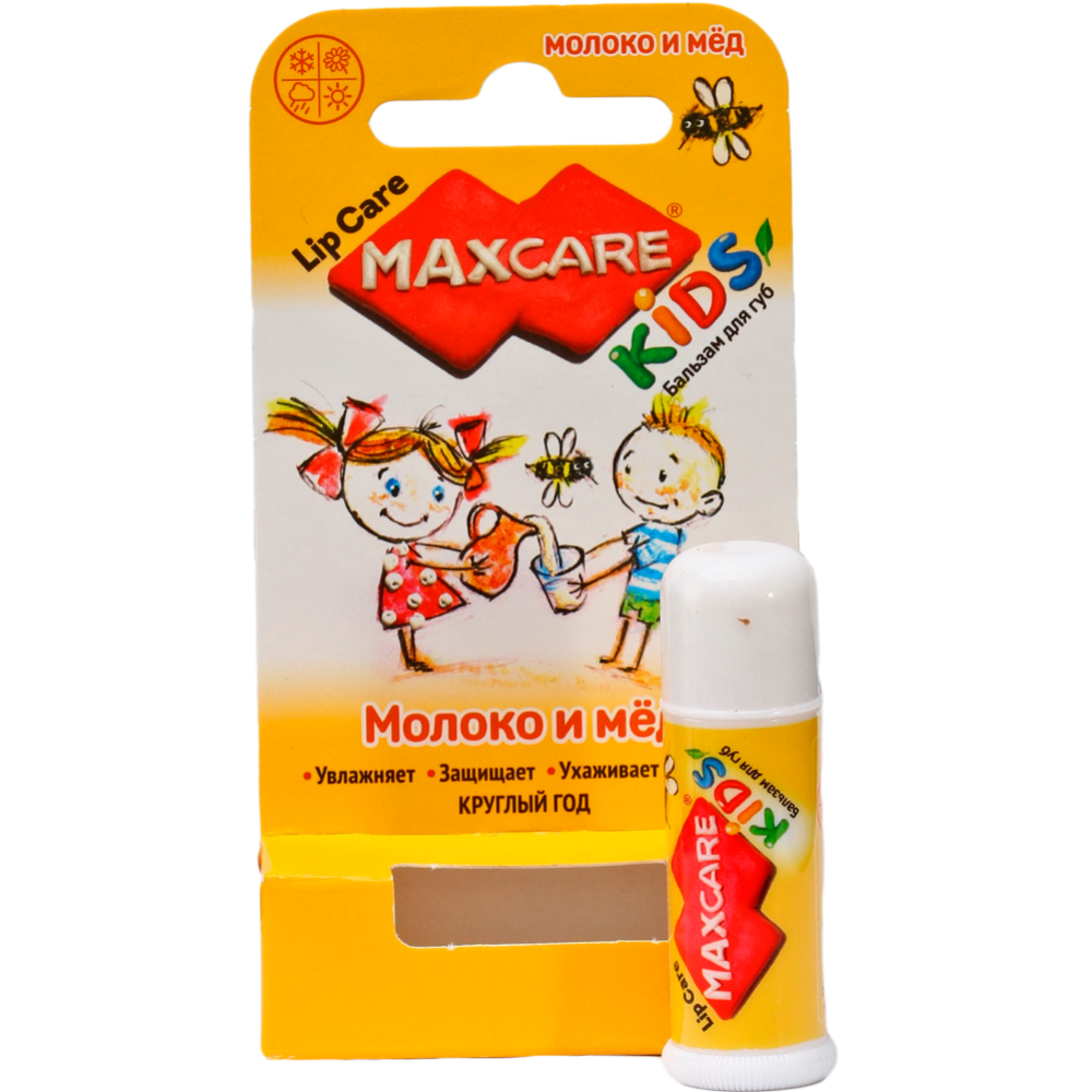 Бальзам для губ «Maxcare Kids» молоко и мед, 4.7 г.