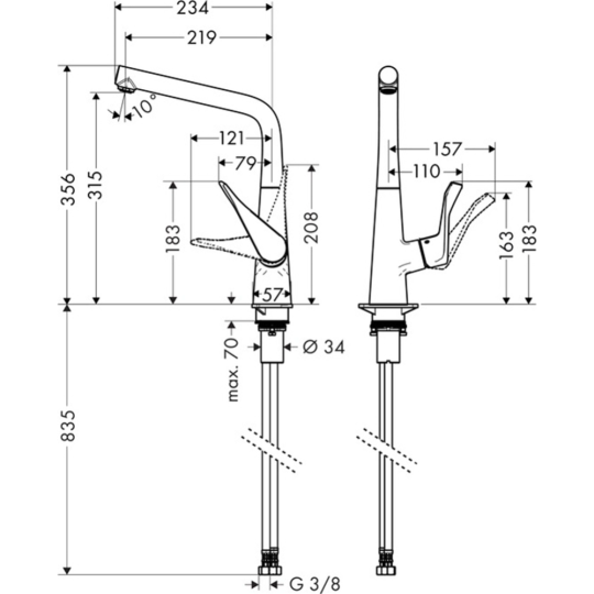 Смеситель «Hansgrohe» Metris, 14822000