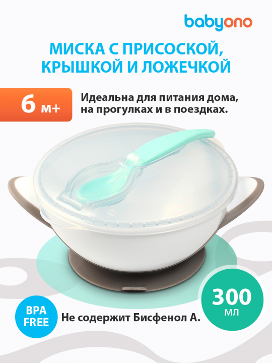 Детская миска Babyono с присоской и ложечкой (арт. 1063/02)