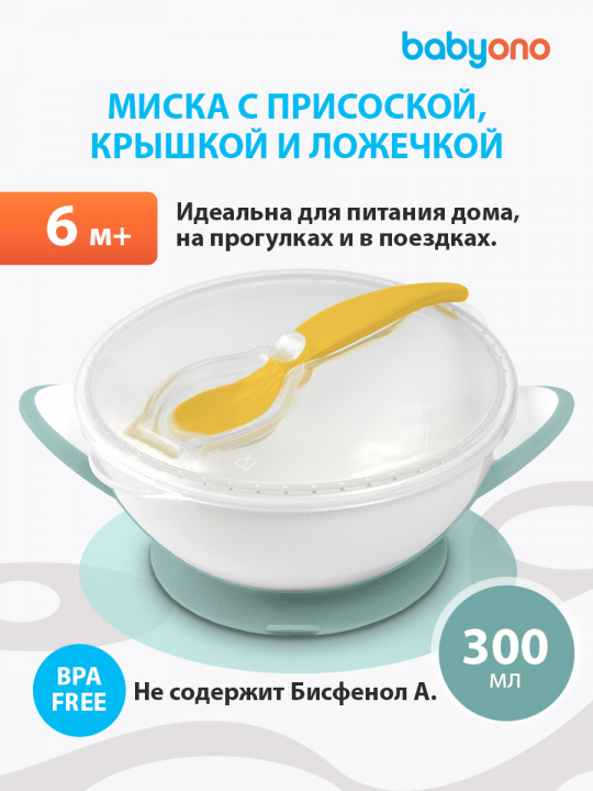 Детская миска Babyono с присоской и ложечкой (арт. 1063/04)