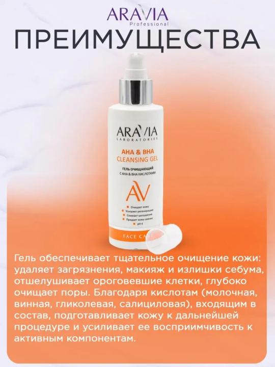 Гель очищающий с АНА и ВНА кислотами, Cleansing Gel  (арт. А022)