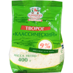 Творог «Клец­кая крынач­ка» клас­си­че­ский, 9%, 400 г