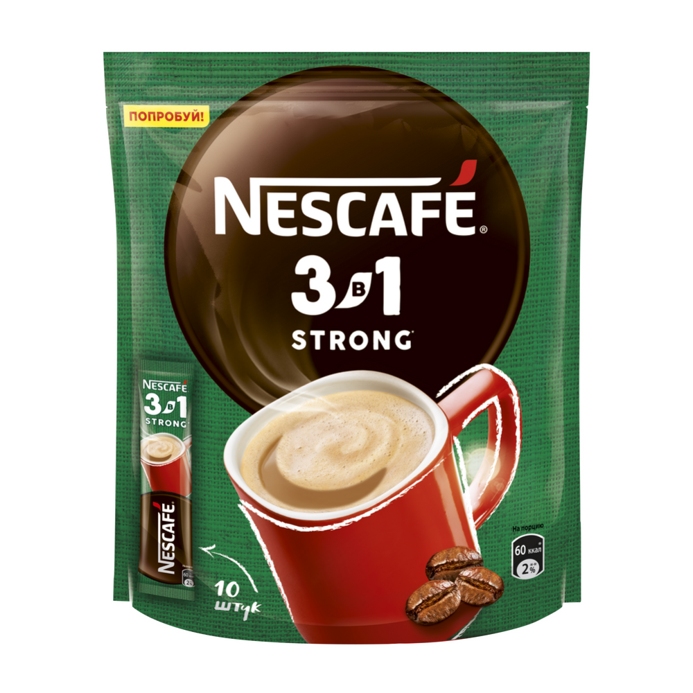 Уп. Кофейный напиток растворимый «Nescafe» крепкий 3 в 1, 10х14.5 г