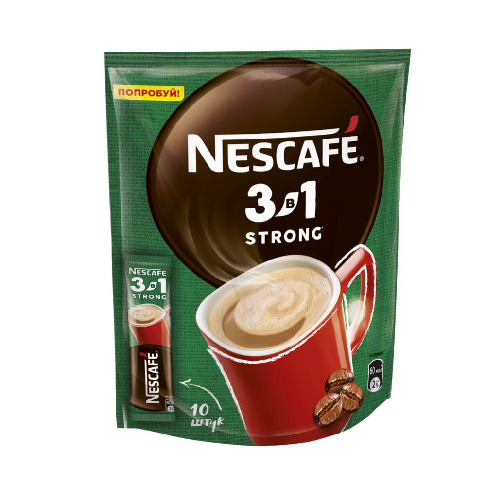 Уп. Кофейный напиток растворимый «Nescafe» крепкий 3 в 1, 10х14.5 г