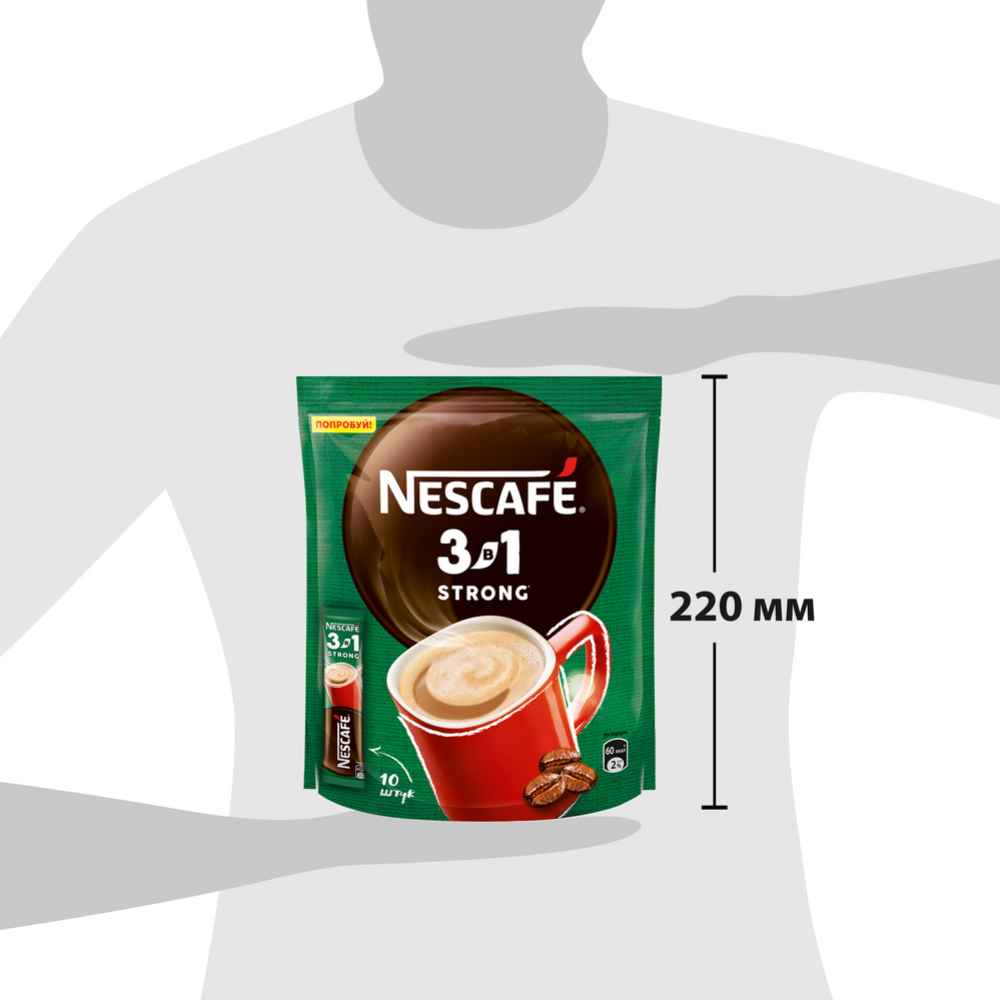 Уп. Кофейный напиток растворимый «Nescafe» крепкий 3 в 1, 10х14.5 г