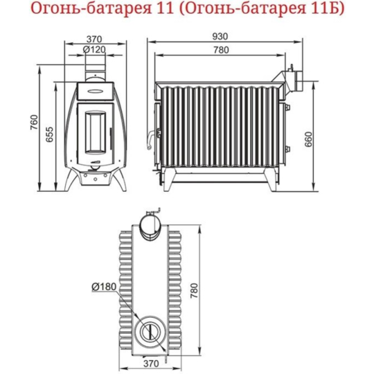 Печь отопительная «TMF» Огонь-Батарея 11, антрацит