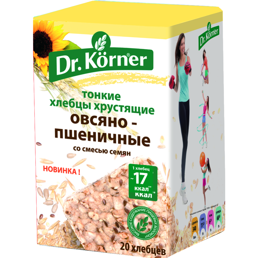 Хлебцы  овсяно-пшеничные «Dr.Korner» со смесью семян, 100 г #0