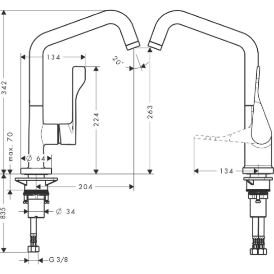 Смеситель «Hansgrohe» Axor Citterio, 39850000