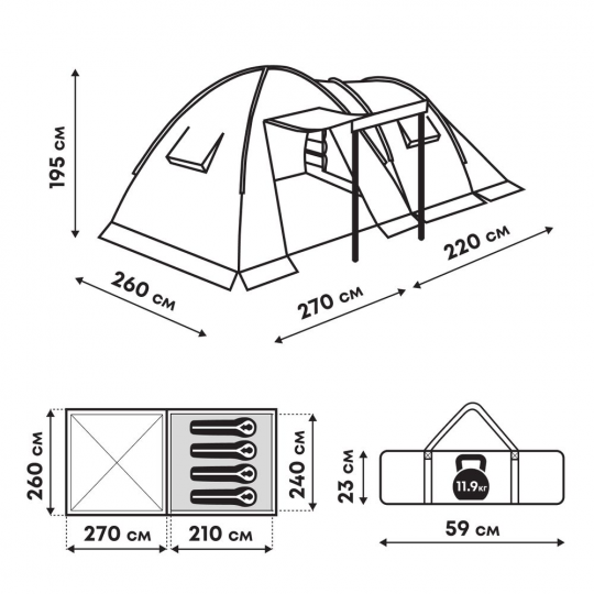 Палатка 4-местная RSP House 4