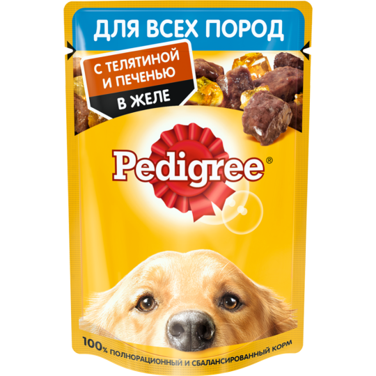 Корм для собак «Pedigree» телятина и печень в желе, 85 г