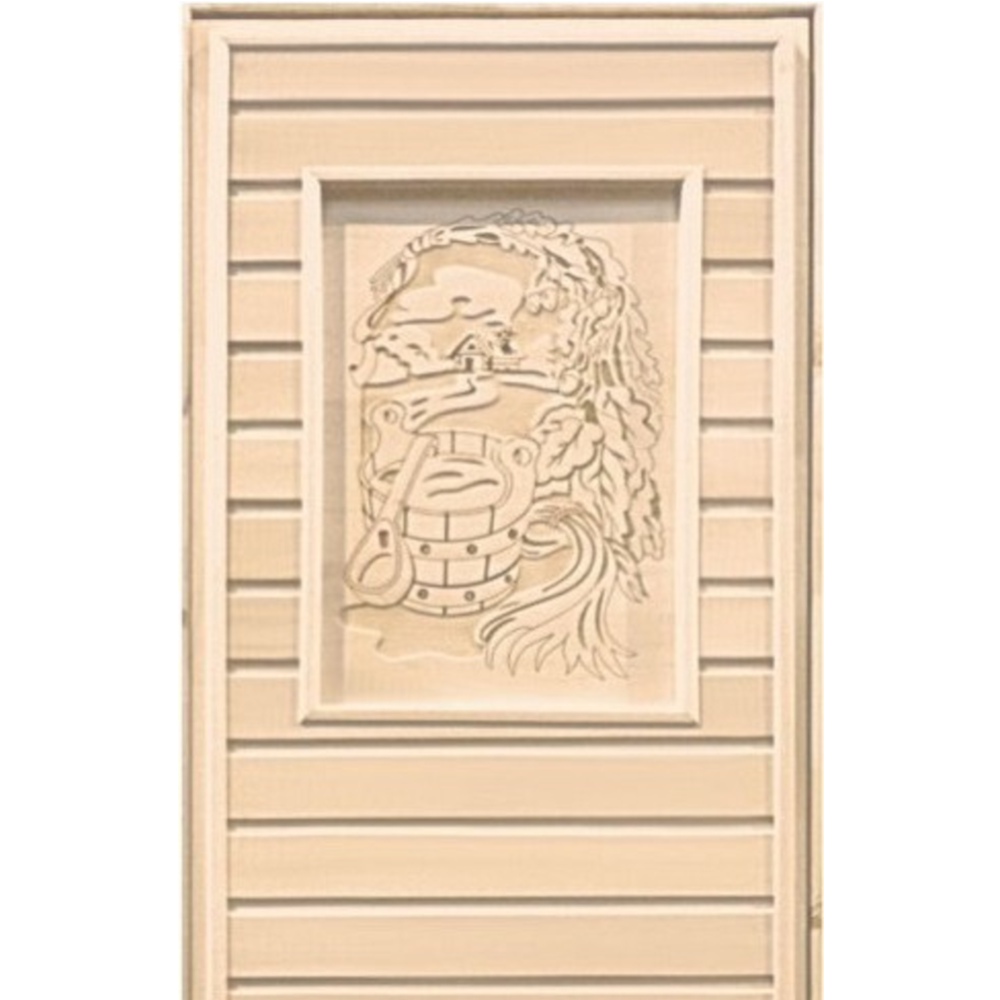 Дверь для бани «LK» глухая, липа, с рисунком, коробка хвоя, 190х70 см
