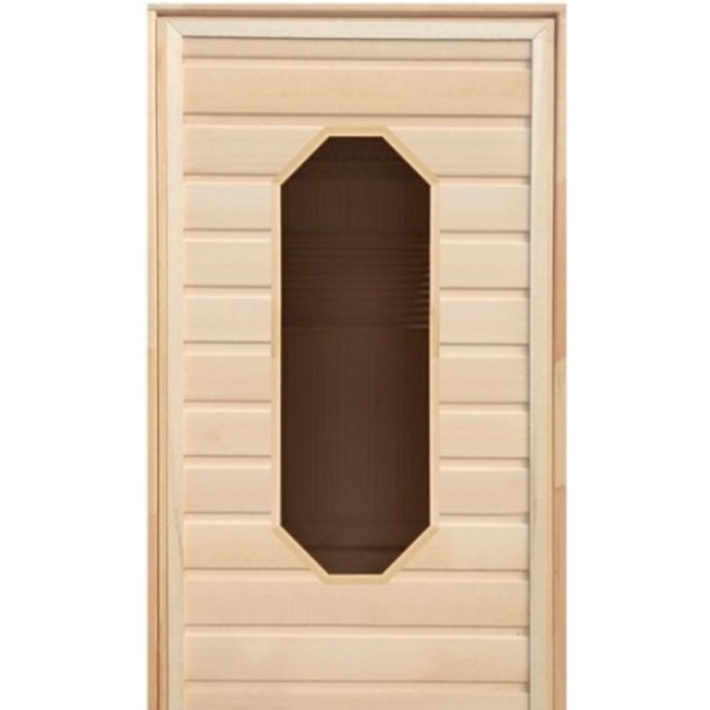 Дверь для бани «LK» липа, восьмиугольное стекло, коробка хвоя, 190х70 см #1