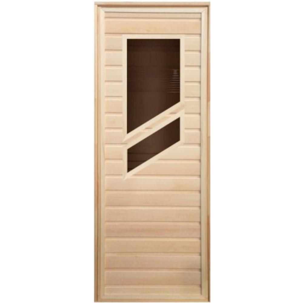Дверь для бани «LK» липа, с двумя косыми стеклами, коробка хвоя, 190х70 см #0
